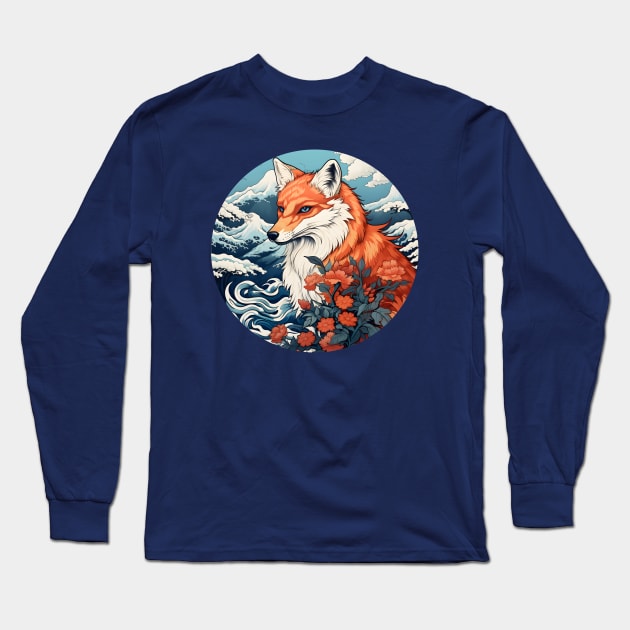 Ukiyo-e fox Long Sleeve T-Shirt by beangeerie